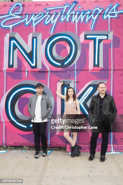 Chvrches are photographed for The Guardian Newspaper on May 5, 2018 in Brooklyn, New York. PUBLISHED IMAGE.