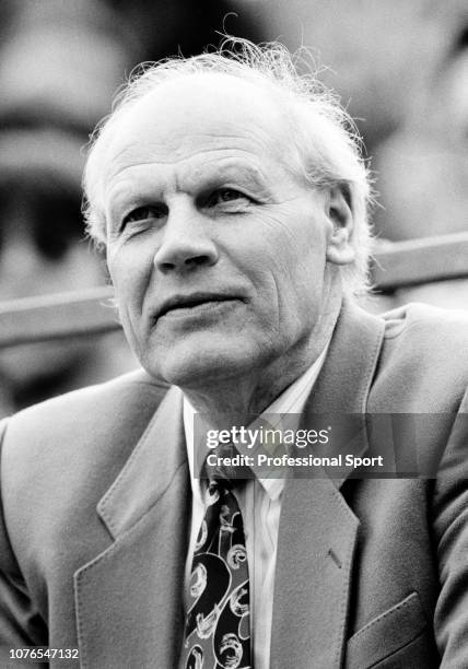 Bjorn Borg's coach Lennart Bergelin looks on from the stands during the 1991 Monte Carlo Open First Round match between Bjorg and Jordi Arrese at the...