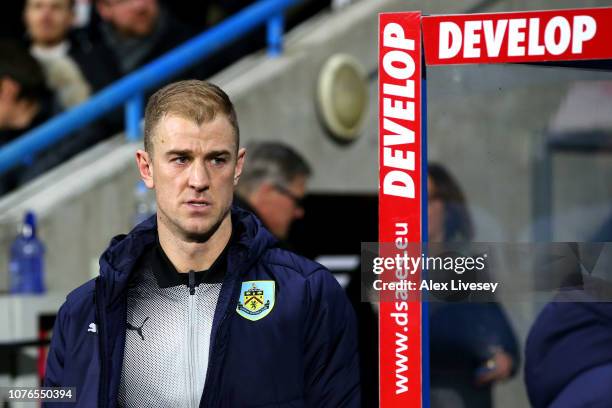 Joe Hart of Burnley on the bench ahead of the Premier League match between Huddersfield Town and Burnley FC at John Smith's Stadium on January 2,...