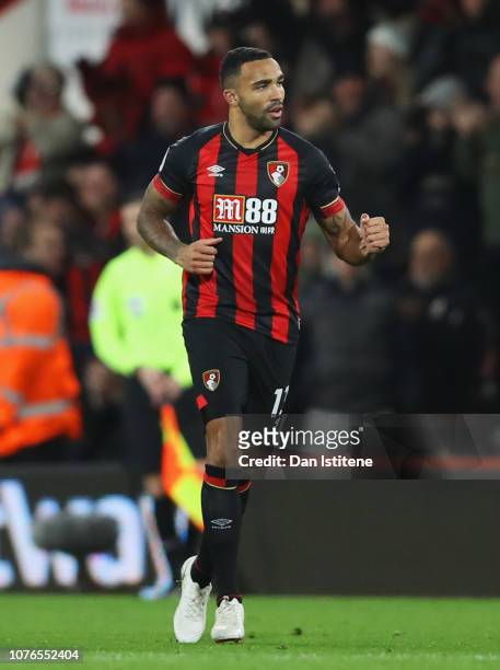 Callum Wilson of AFC Bournemouth celebrates after scoring his team's second goal during the Premier League match between AFC Bournemouth and Watford...