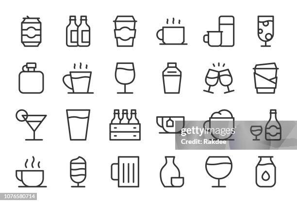 stockillustraties, clipart, cartoons en iconen met drink icons set 1 - lichtlijn serie - coffee can