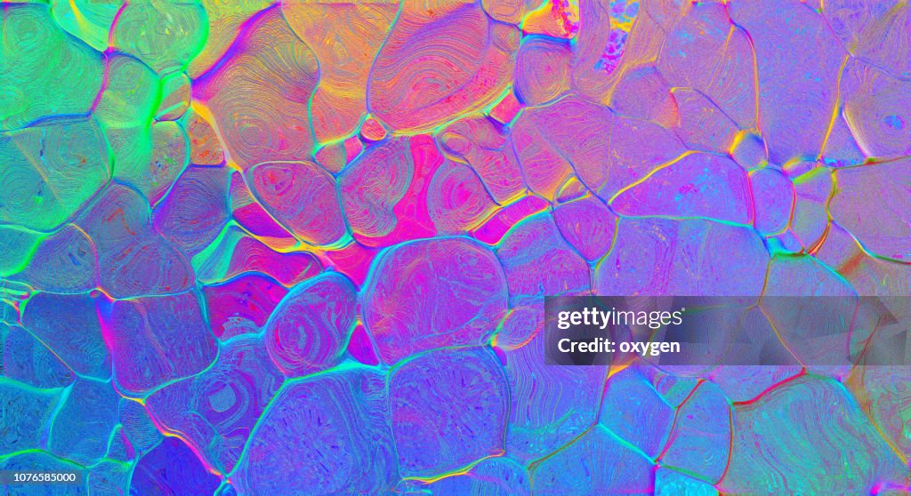 Bright neon foil bubbles abstract background