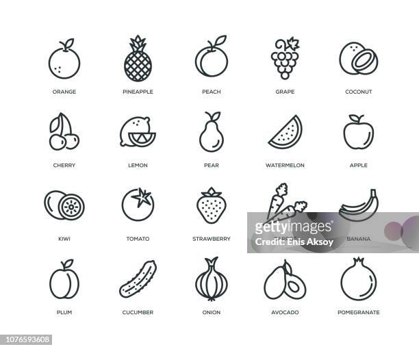 stockillustraties, clipart, cartoons en iconen met fruit en plantaardige icons - line serie - coconuts vector