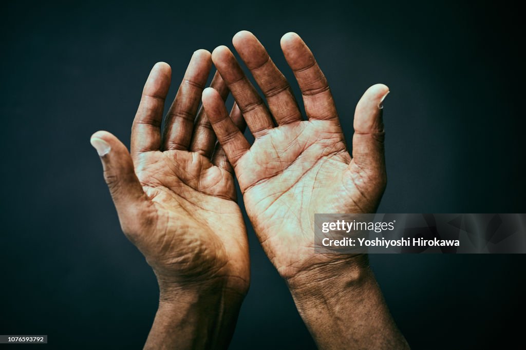 The point of view of looking own hands.