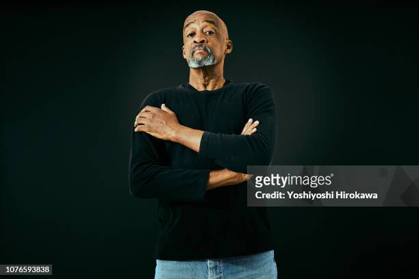 portrait of attractive senior african american. - vantarsi foto e immagini stock