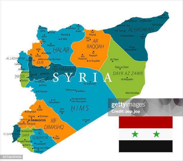 map of syria - vector - damaskus stock illustrations