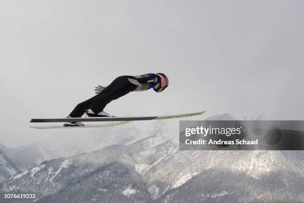 Stefan Kraft of Austria competes during the 67th FIS Nordic World Cup Four Hills Tournament training and qualification sessions on January 03, 2019...