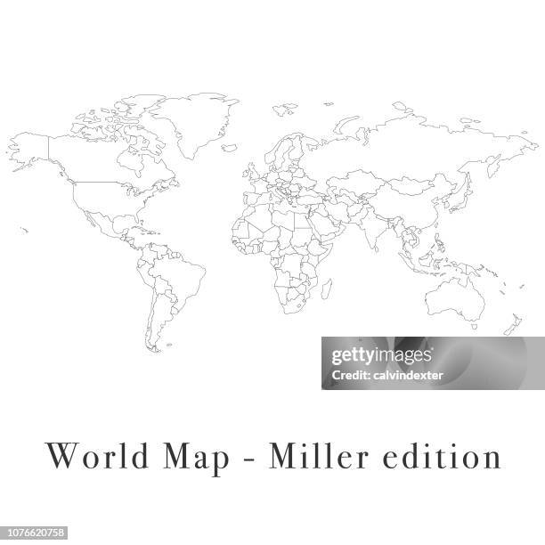 world map miller edition - north america outline stock illustrations