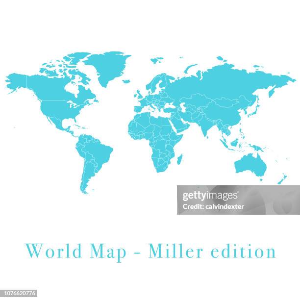 world map miller edition - canada border stock illustrations