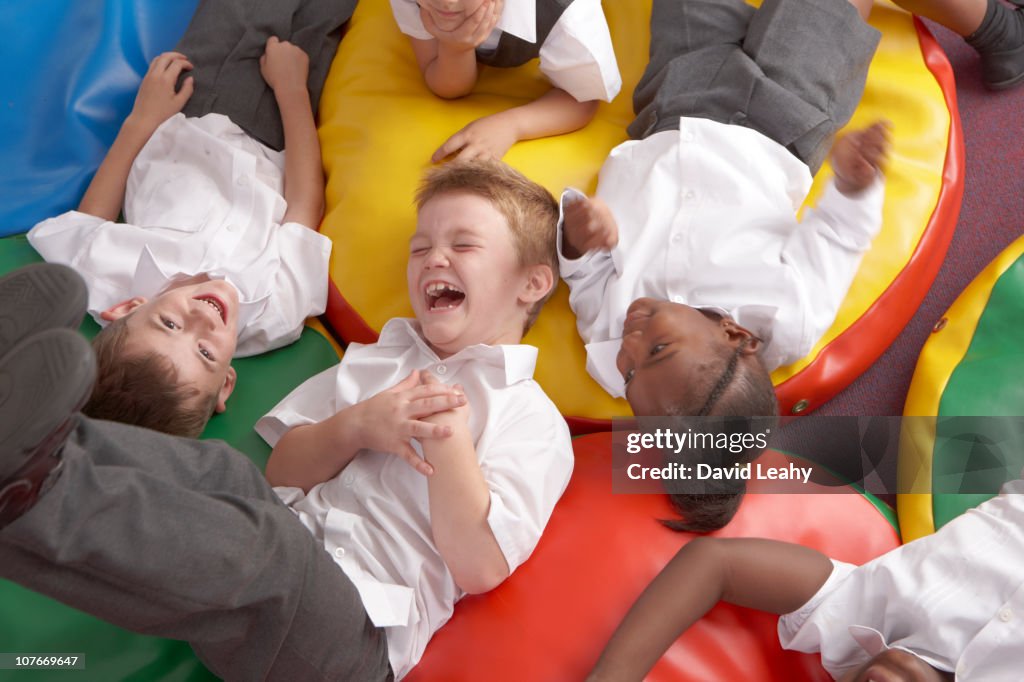 School children laughing