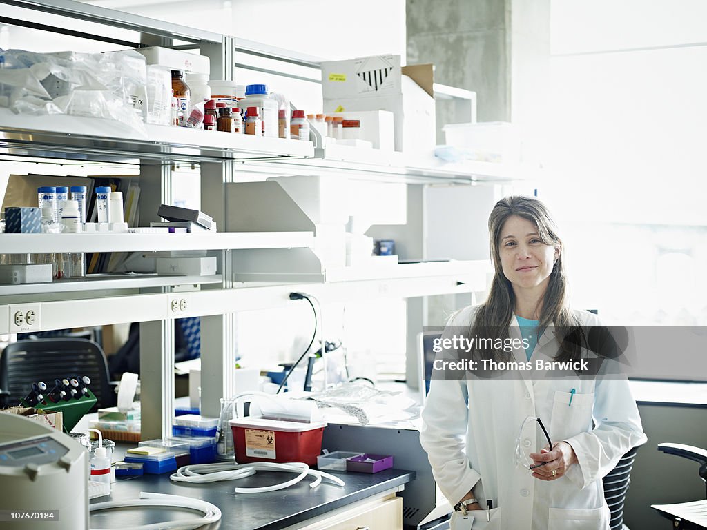 Portrait of female scientist in research lab