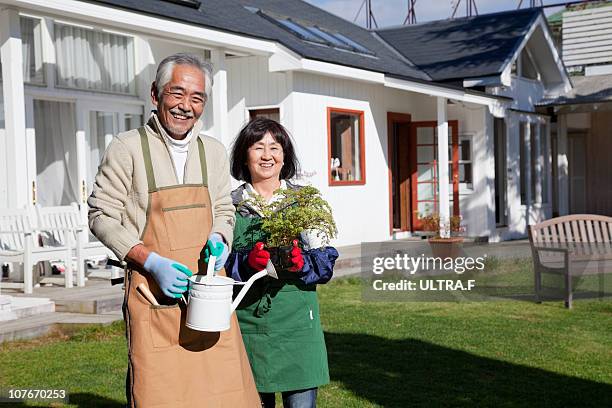 portrait of elderly couple - japanese senior couple bildbanksfoton och bilder