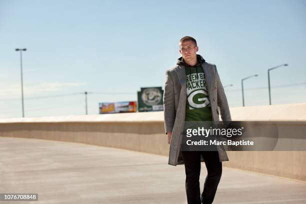 Football player Jordy Nelson is photographed for NFL Style Playbook on June 17, 2015 in Green Bay, Wisconsin. PUBLISHED IMAGE.