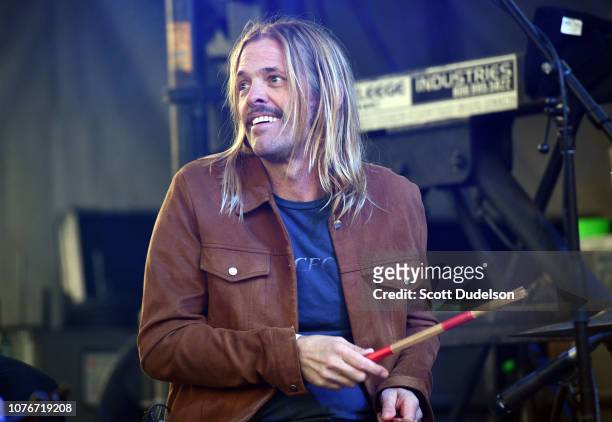 Drummer Taylor Hawkins of Foo Fighters performs onstage during the One Love Malibu Festival at King Gillette Ranch on December 02, 2018 in Malibu,...