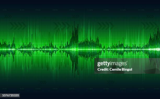sound waves vector background - green studio background stock illustrations