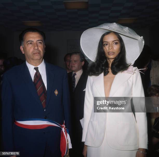 Nicaraguan-born Bianca Pérez-Mora Macias during her wedding to English singer Mick Jagger of rock group The Rolling Stones in Saint-Tropez, France,...