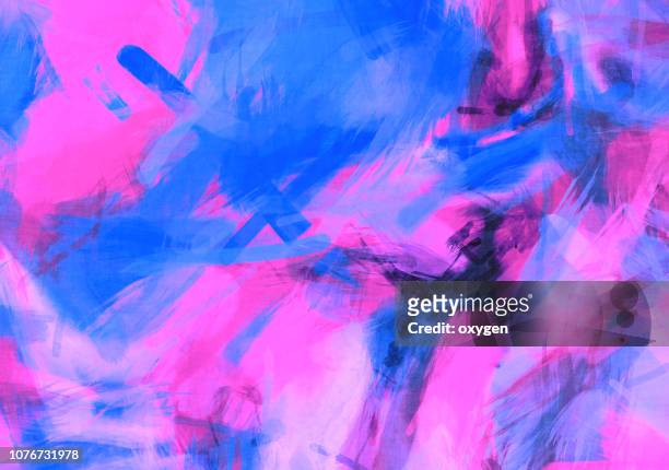blue and pink abstract painted watercolor illustration - streetart imagens e fotografias de stock