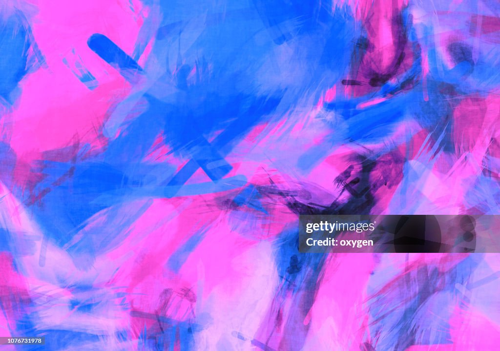 Blue and Pink abstract painted watercolor illustration