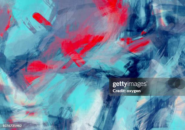 blue and gray abstract painted watercolor illustration - red paint splash stock pictures, royalty-free photos & images