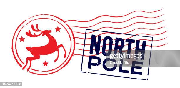 north pole holiday christmas postage cancellation mark - herbivorous stock illustrations