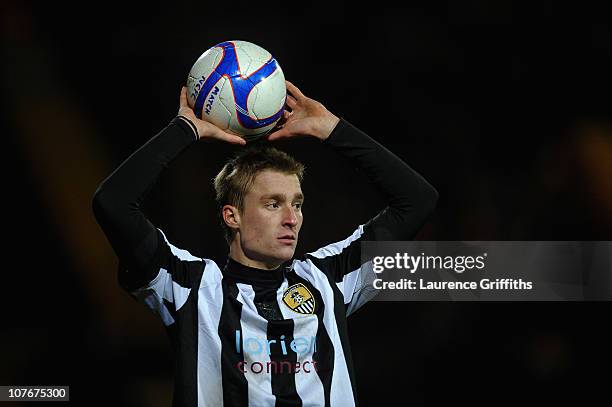 Stephen Darby of Notts County in action during the FA Cup 2nd Round match between Notts County and Bournemouth at Meadow Lane on December 14, 2010 in...