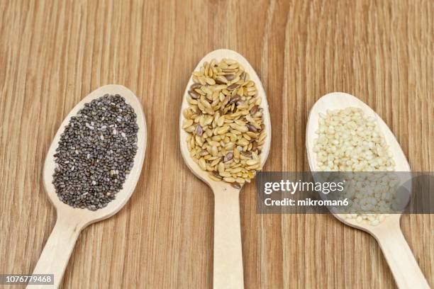 super food grains - chia seed oil stock pictures, royalty-free photos & images