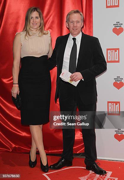 Television talk show host Johannes B. Kerner and his wife Britta Becker-Kerner attend the 'Ein Herz Fuer Kinder' charity gala at Axel Springer Haus...