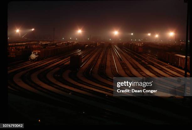 Santa Fe Railroad Switchyard at Night