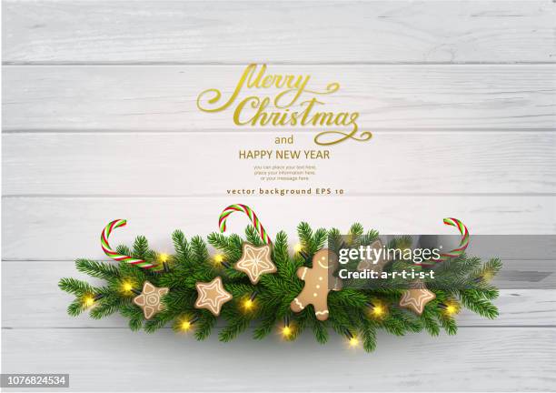 weihnachten hintergrund mit tanne - christmas lights vector stock-grafiken, -clipart, -cartoons und -symbole