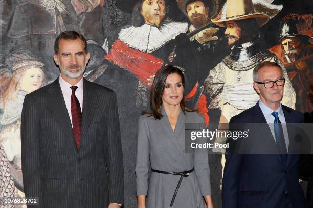 King Felipe VI of Spain , Queen Letizia of Spain and Culture Minister Jose Guirao attend 'Poeticas de la Democracia. Imagenes y Contraimagenes de la...