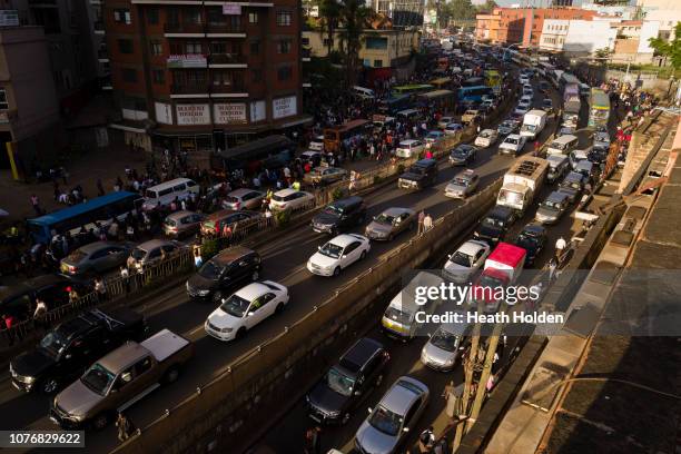 Stranded commuters are forced to walk for hours to make their public transport connection on opposite sides of the city after the Kenyan government...