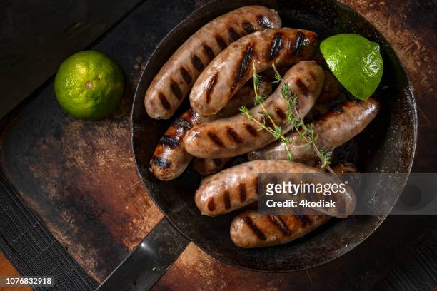 grilled sausage - sausage stock pictures, royalty-free photos & images