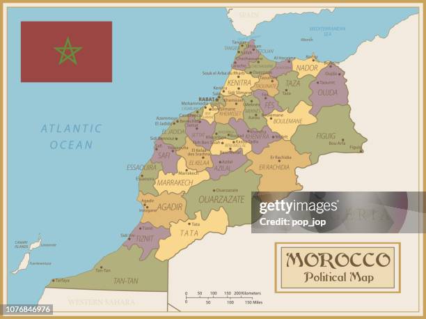 karte von marokko - vintage vector - marrakech stock-grafiken, -clipart, -cartoons und -symbole