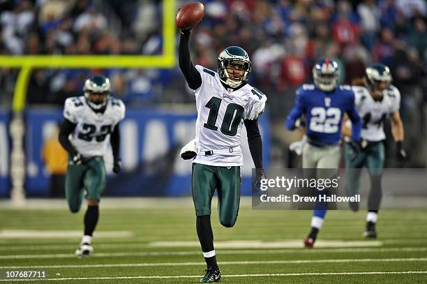 Wide Receiver DeSean Jackson of the Philadelphia Eagles returns a punt for a touchdown and the victory in the final seconds of the game against the...