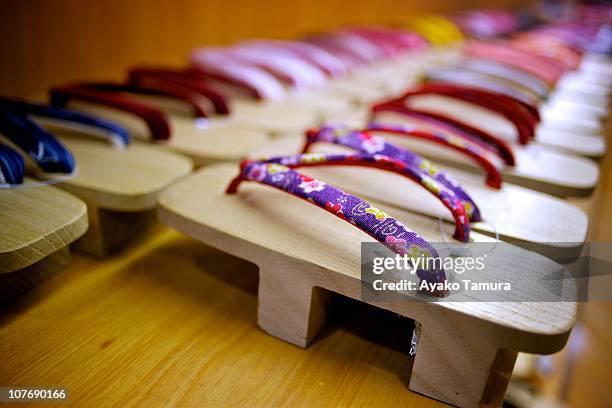 tradition wooden sandal - traditional japanese footwear stock pictures, royalty-free photos & images