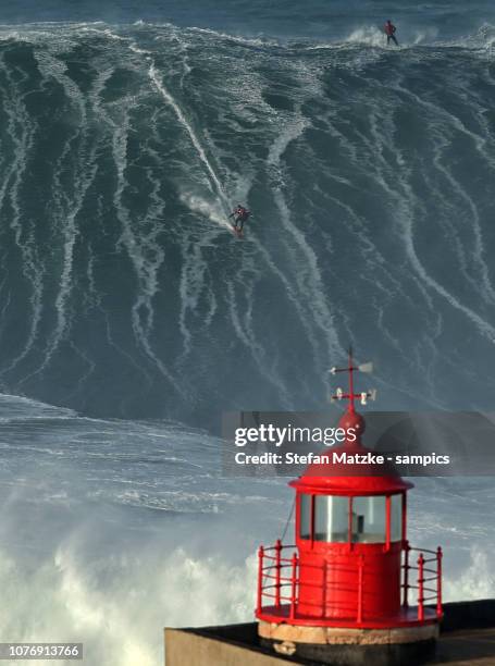 Big Wave surfer on January 1, 2018 in Nazare, Portugal.