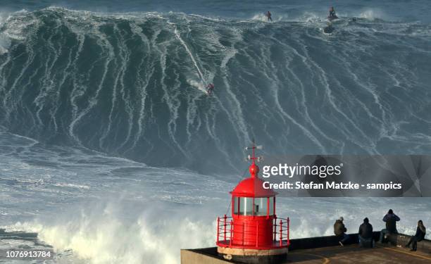 Big Wave surfer on January 1, 2018 in Nazare, Portugal.