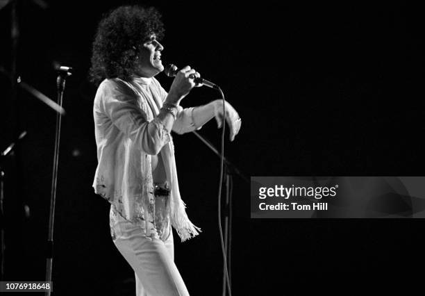 Singer-frontman Dan McCafferty of Scottish hard-rock band Nazareth performs at the Omni Coliseum on February 6, 1976 in Atlanta, Georgia.