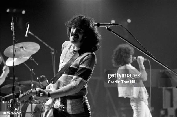 Guitarist Manny Charlton and singer-frontman Dan McCafferty of Scottish hard-rock band Nazareth perform at the Omni Coliseum on February 6, 1976 in...