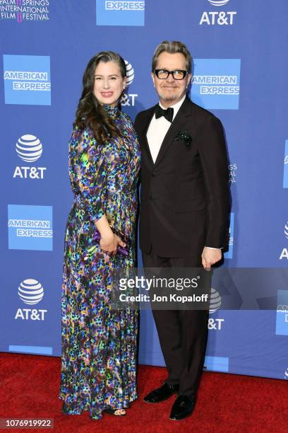 Gisele Schmidt and Gary Oldman attend the 30th Annual Palm Springs International Film Festival Film Awards Gala at Palm Springs Convention Center on...