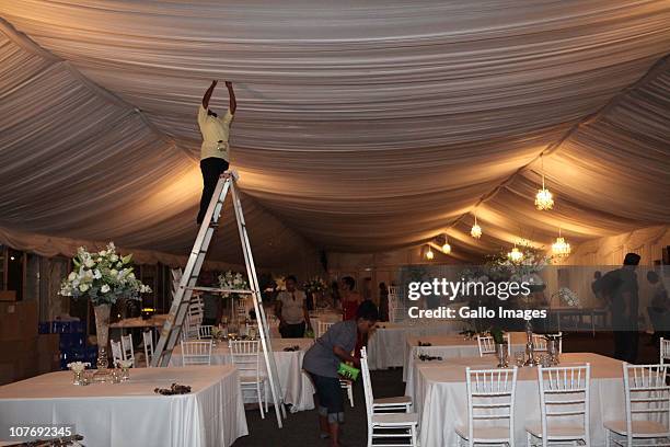 South African National Police Commissioner Bheki Cele and Thembeka Ngcobo's wedding reception, held at the elite Lynton Hall Estate on October 2,...