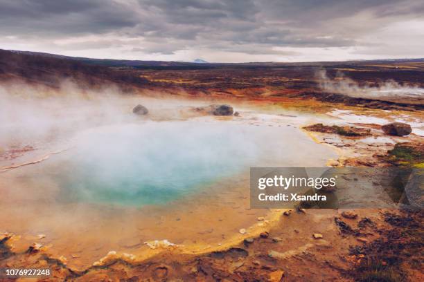 geysir geothermal area, iceland - acid warning stock pictures, royalty-free photos & images