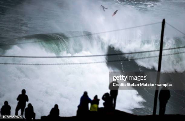 Big Waves surfer Lucas Chianca Jumbo of brasil on November 18, 2018 in Nazare, Portugal.