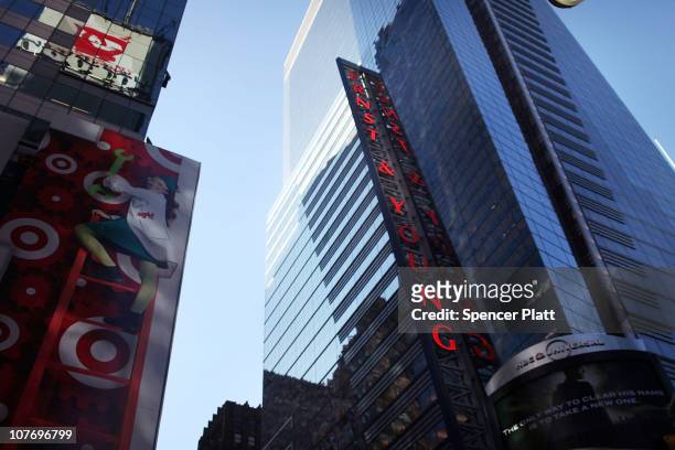 The Ernst and Young building in Times Square is viewed on December 20, 2010 in New York City. It has been reported that New York State prosecutors...