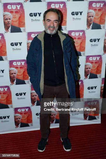 Actor Bruno Solo attends the Alex Lutz's concert with the Group of singer Guy Jamet, which he played in the movie "Guy", at Bobino on December 03,...