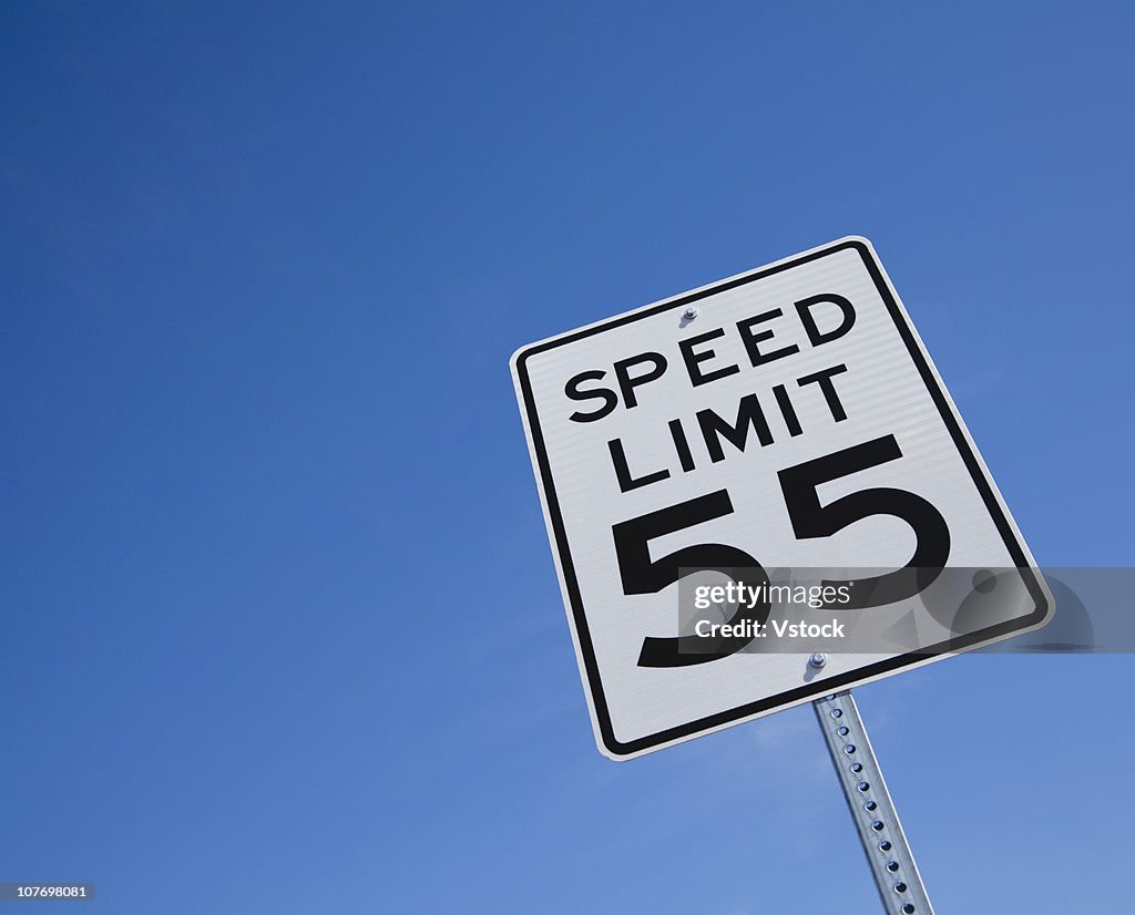 USA, Arizona, Phoenix, Speed limit sign against blue sky