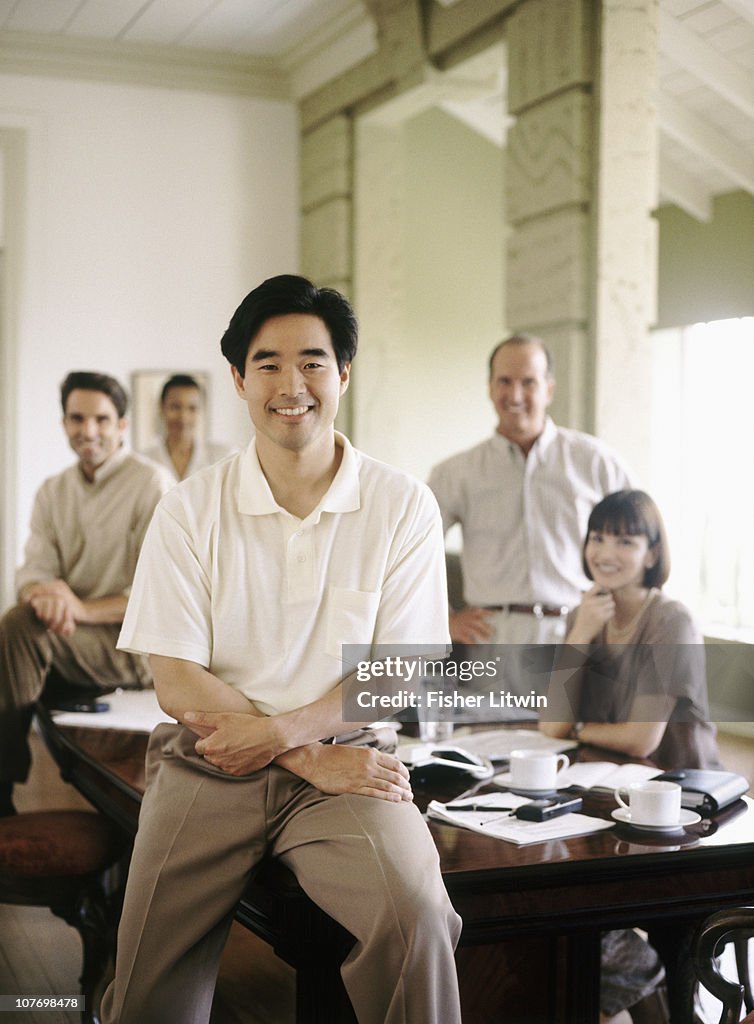 Colleagues in conference room