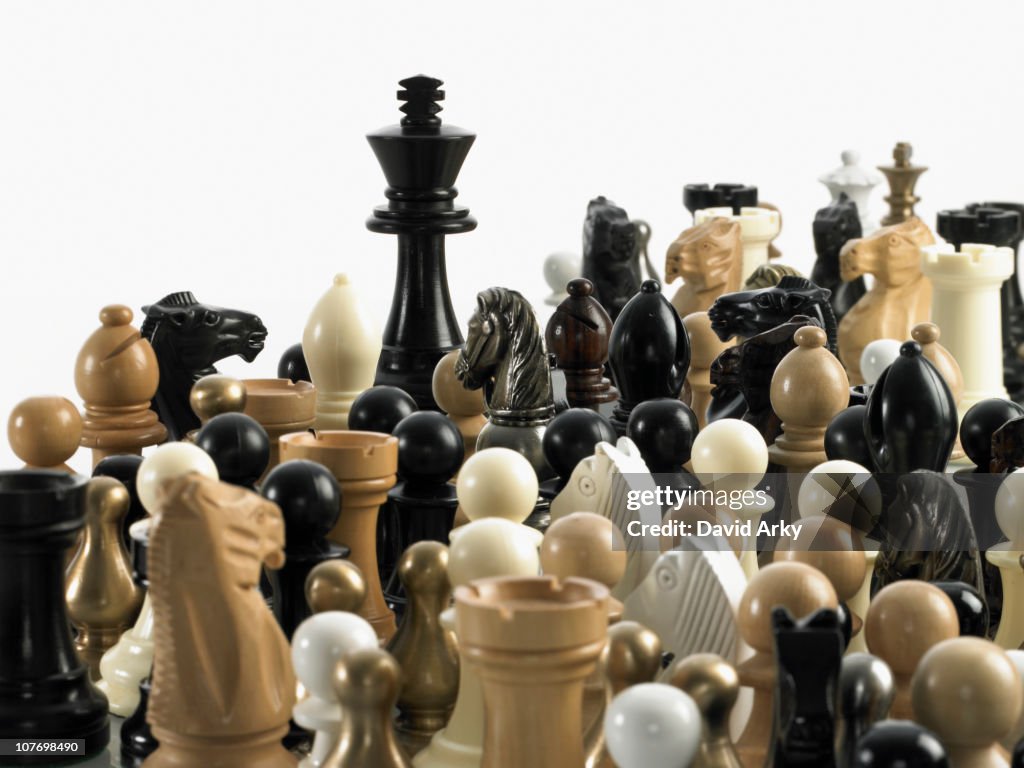 King with group of chess pieces