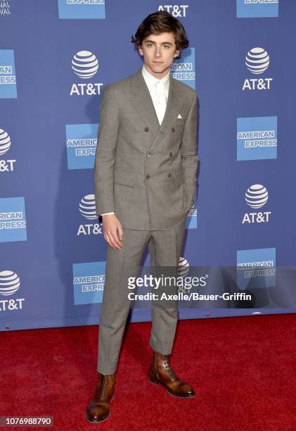 Timothee Chalamet attends the 30th Annual Palm Springs International Film Festival Film Awards Gala at Palm Springs Convention Center on January 3,...
