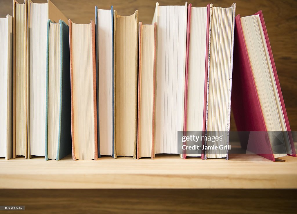 Row of books on shelf